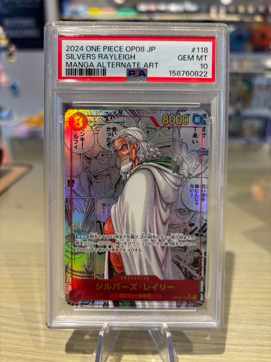 PSA 10 - Silvers Rayleigh - OP08-118 - Japanese Two Legends