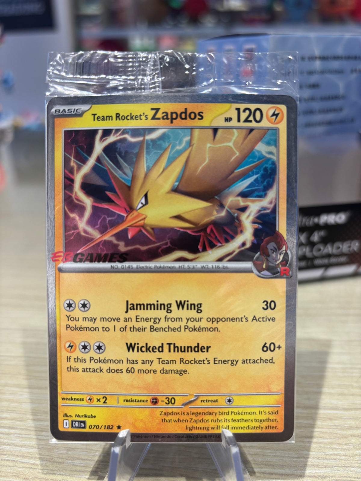 Team Rocket’s Zapdos - 070/182 - Destined Rivals EB Games Stamped Promo - Sealed
