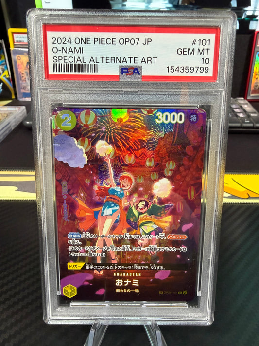PSA 10 - O-Nami - Secial Alternate Art - One Piece OP07 Japanese