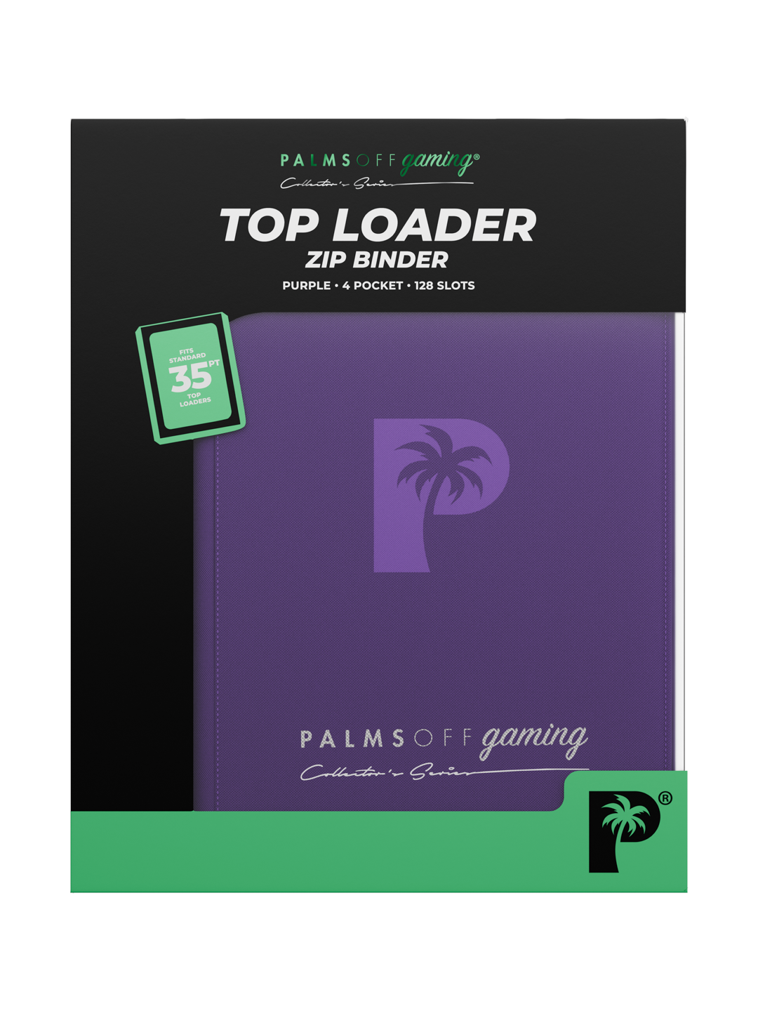 Palms Off Gaming Collectors Series Top Loader Zip Binder - 4 Pocket (128 Slots) - Purple