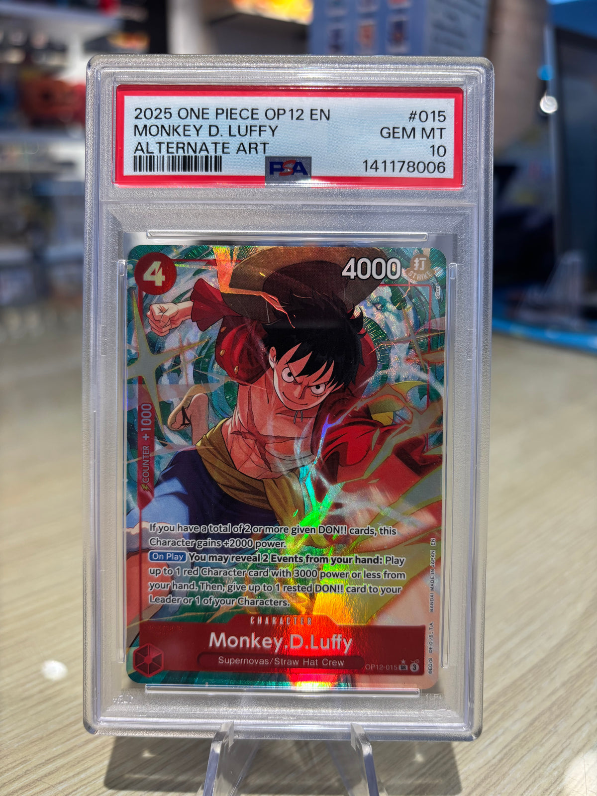 PSA 10 - Monkey D. Luffy - OP12-015 - Legacy of The Master