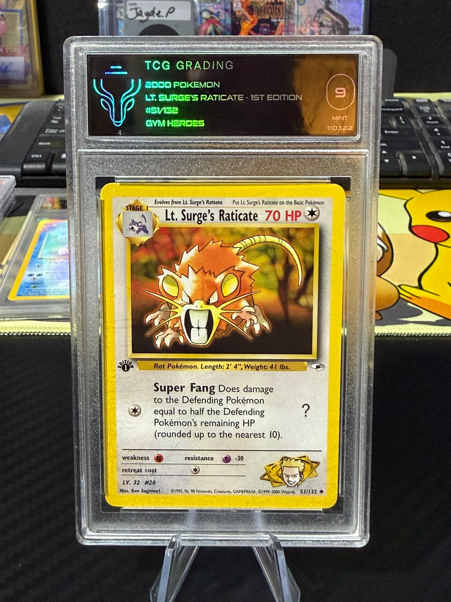 TCG 9 - Lt Surge’s Raticate 1st Edition  - 51/132 - Pokemon Gym Heroes