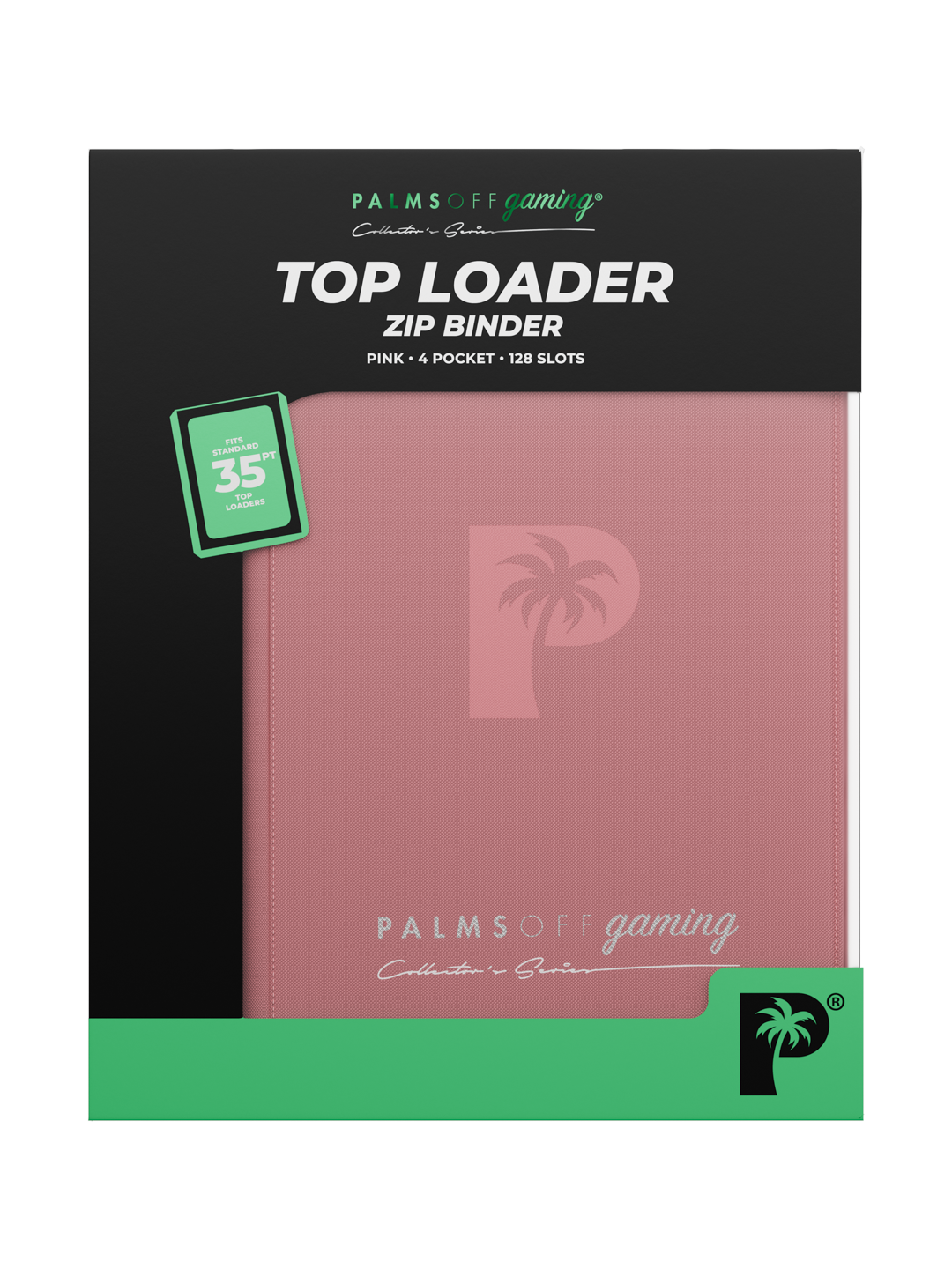 Palms Off Gaming Collectors Series Top Loader Zip Binder - 4 Pocket (128 Slots) - PINK