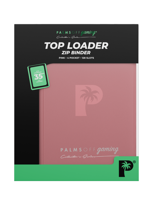 Palms Off Gaming Collectors Series Top Loader Zip Binder - 4 Pocket (128 Slots) - PINK