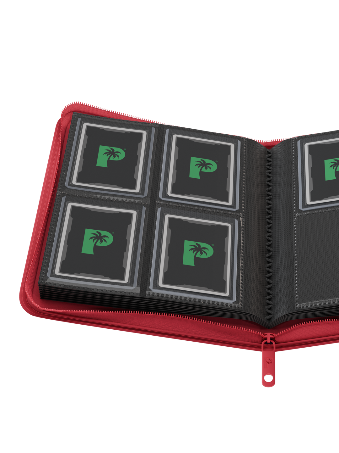 Palms Off Gaming Collectors Series Top Loader Zip Binder - 4 Pocket (128 Slots) - RED