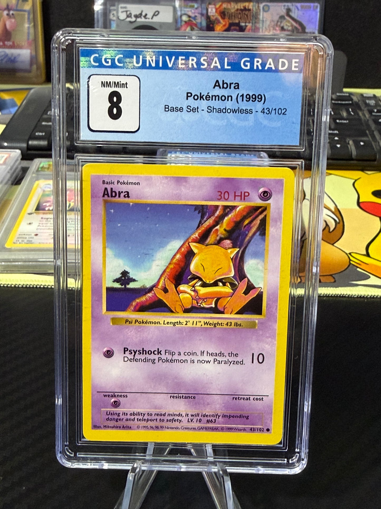 CGC 8 - Abra - 43/102 - Pokemon Base Set