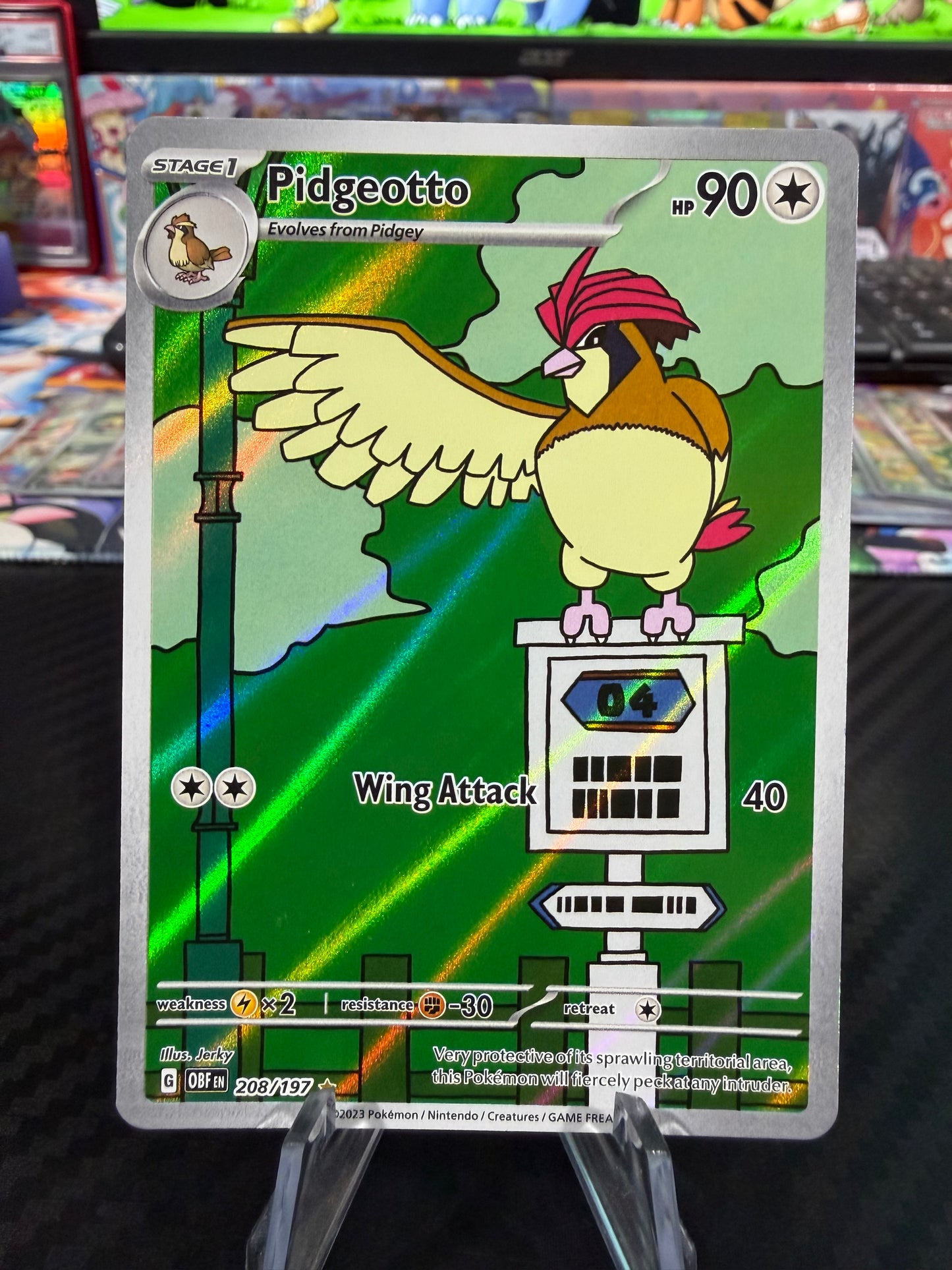 Pidgeotto - 208/197 - Illustration Rare - Obsidian Flames - NM