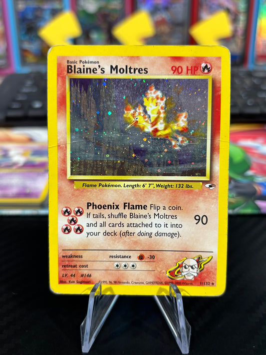 Blaine’s Moltres - 1/132 - WOTC Holo - Gym Heroes - HP/DMG