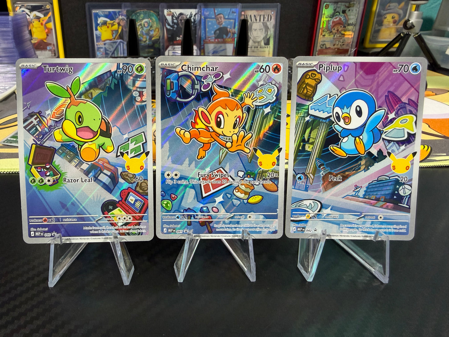 Turtwig, Chimchar, Piplup MEP - 040, 041 & 042 - First Partner Illustration Promos