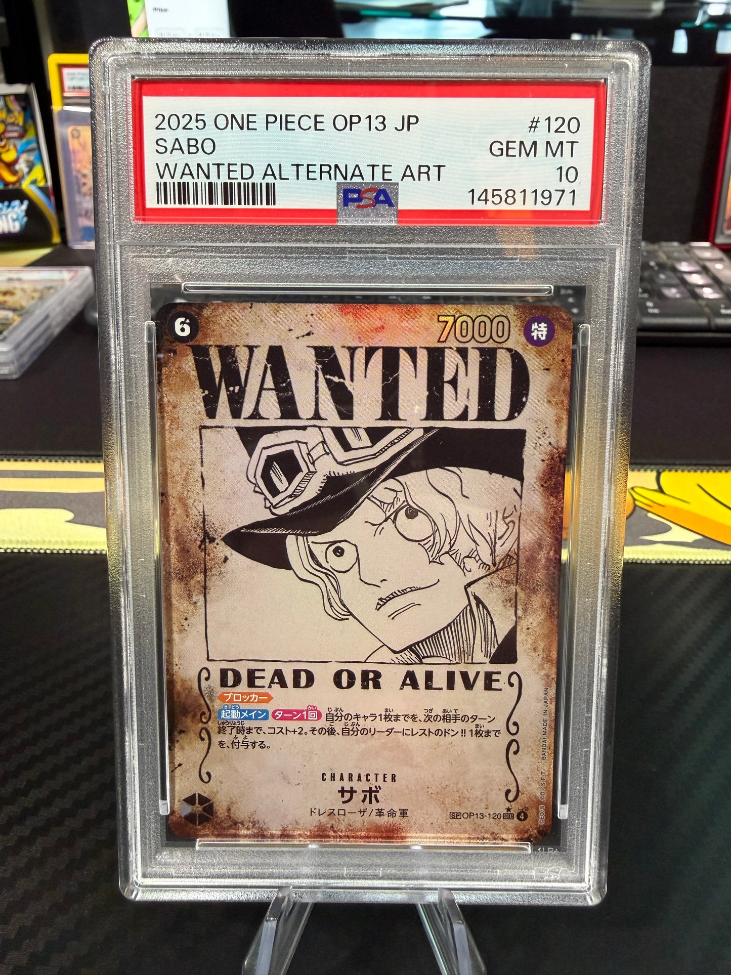 PSA 10 - Sabo - Wanted Alternate Art - OP13-120 - One Piece OP13 Japanese