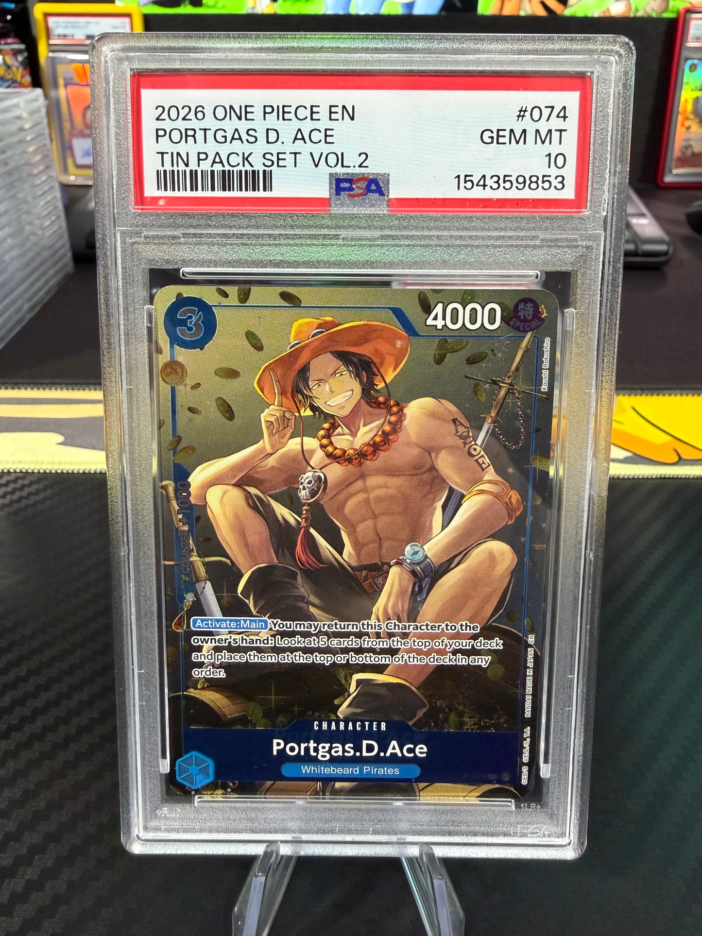 PSA 10 - Portgas D Ace - P-074 - Tin Pack Set Vol. 2