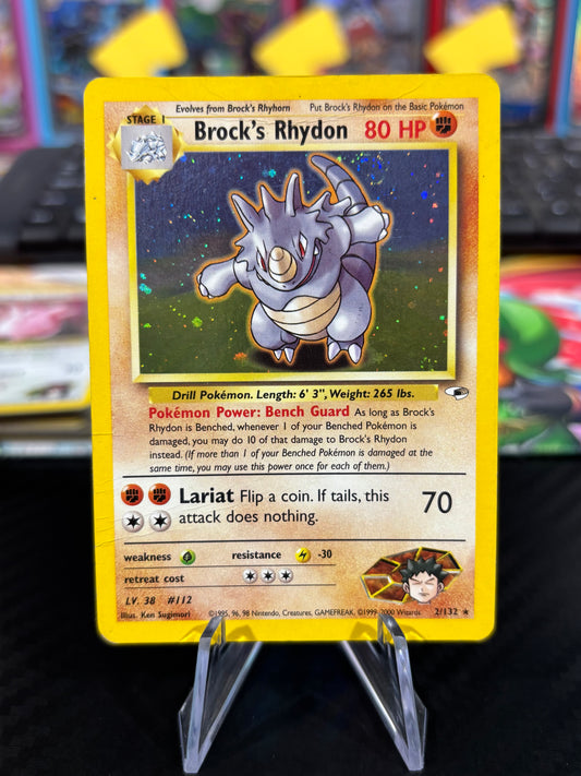 Brock’s Rhydon (Swirl) - 2/132 - WOTC Holo - Gym Heroes - HP