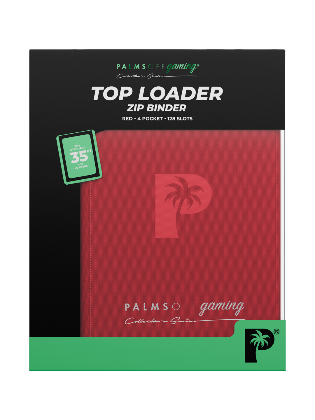 Palms Off Gaming Collectors Series Top Loader Zip Binder - 4 Pocket (128 Slots) - RED