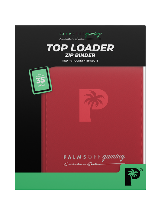 Palms Off Gaming Collectors Series Top Loader Zip Binder - 4 Pocket (128 Slots) - RED