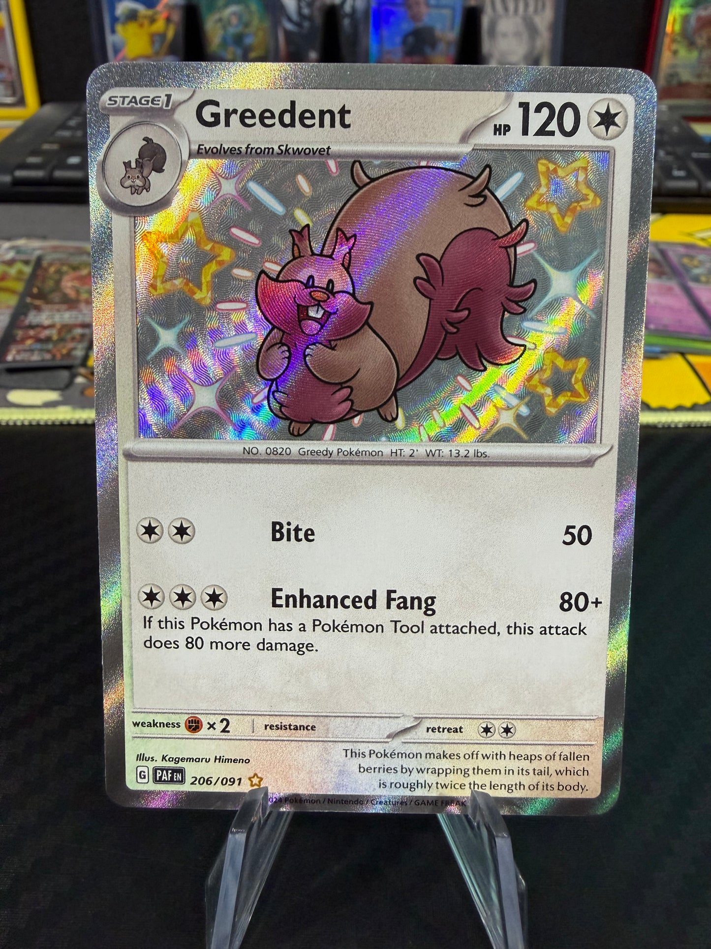 Greedent - 206/091 - Baby Shiny - Paldean Fates