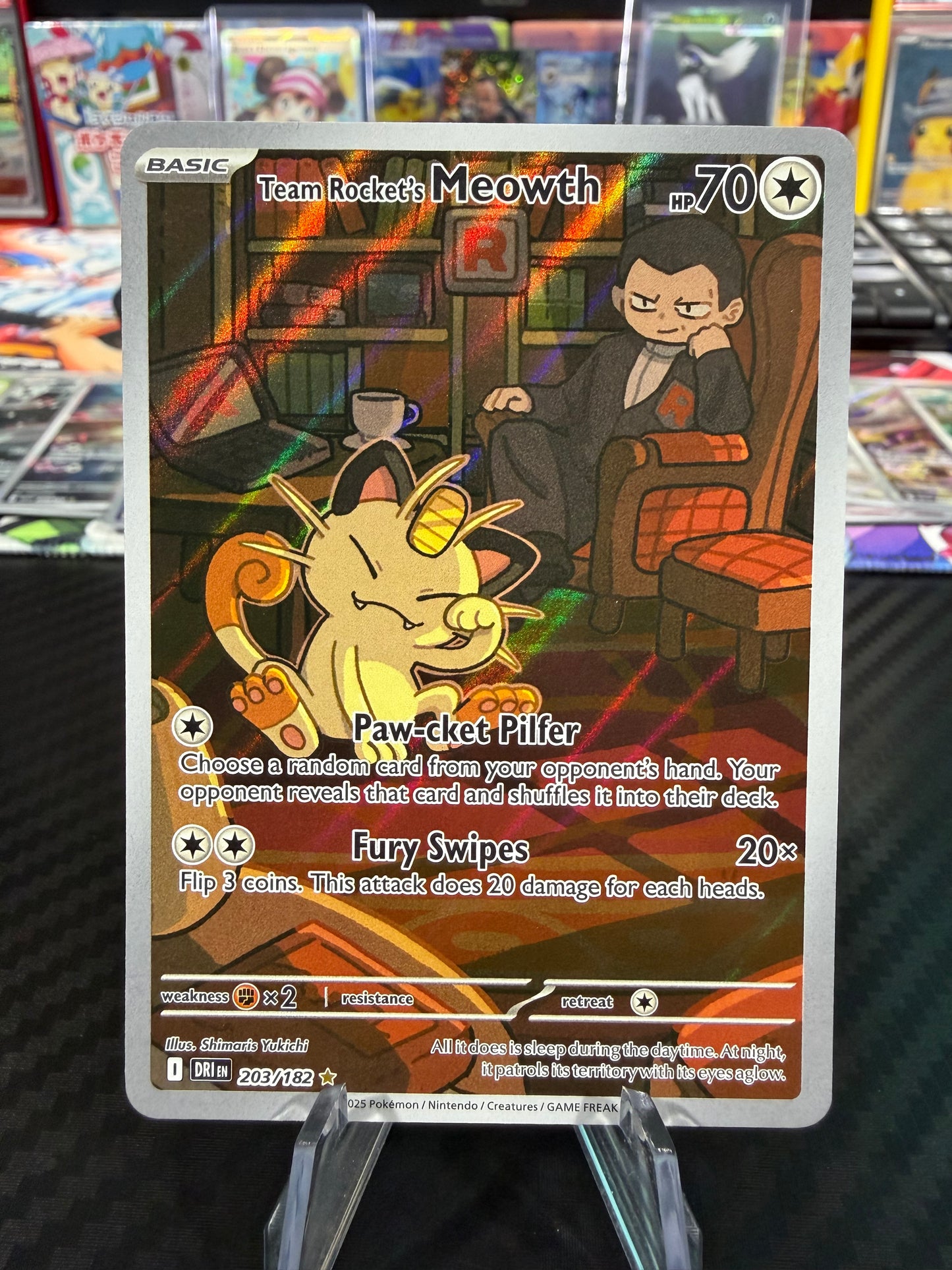Team Rocket’s Meowth - 203/182 - Illustration Rare - Destined Rivals - NM