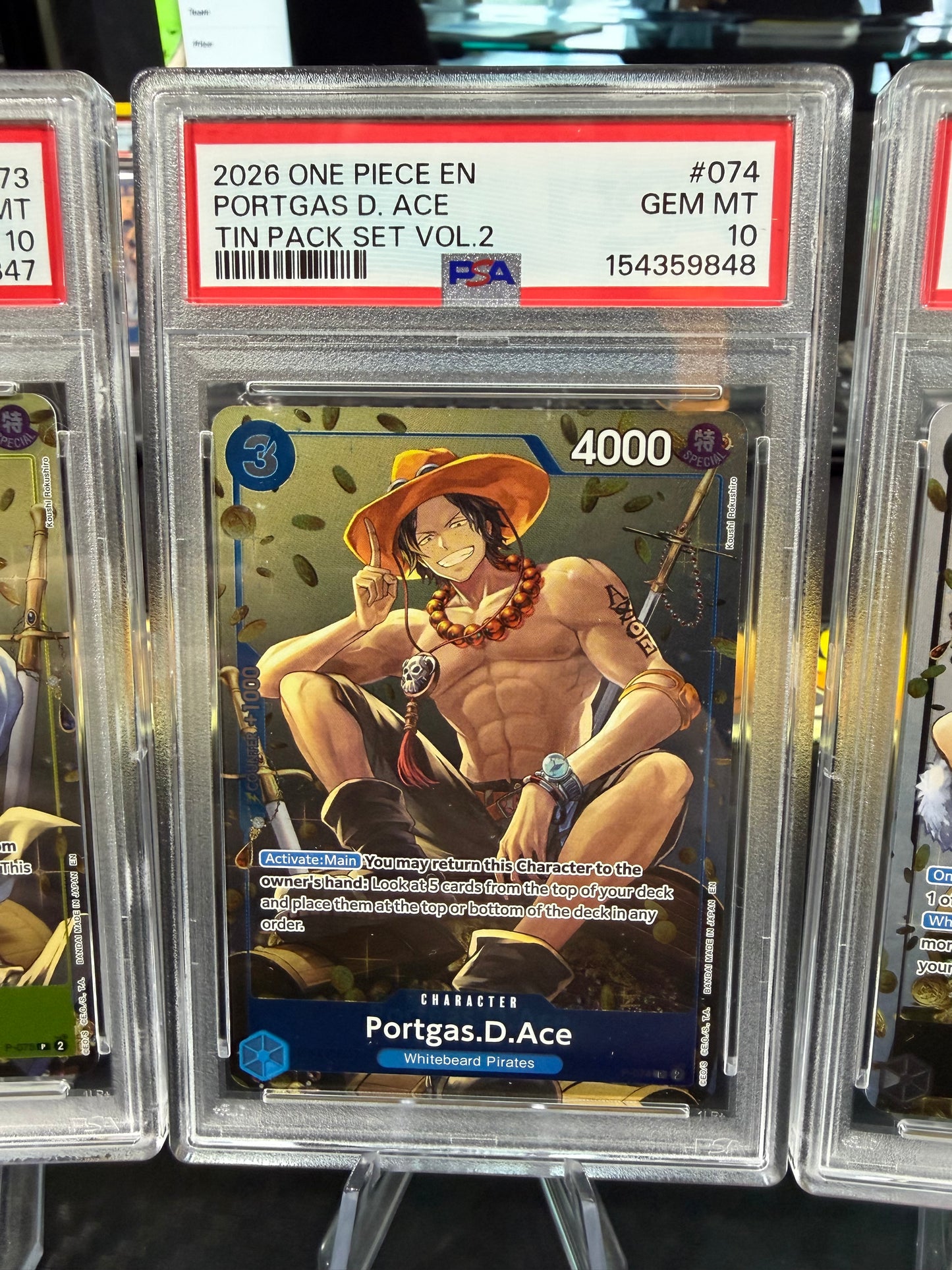 PSA 10 Sequential - Luffy, Ace & Sabo - Promo Set - One Piece Tin Pack Set Vol. 2