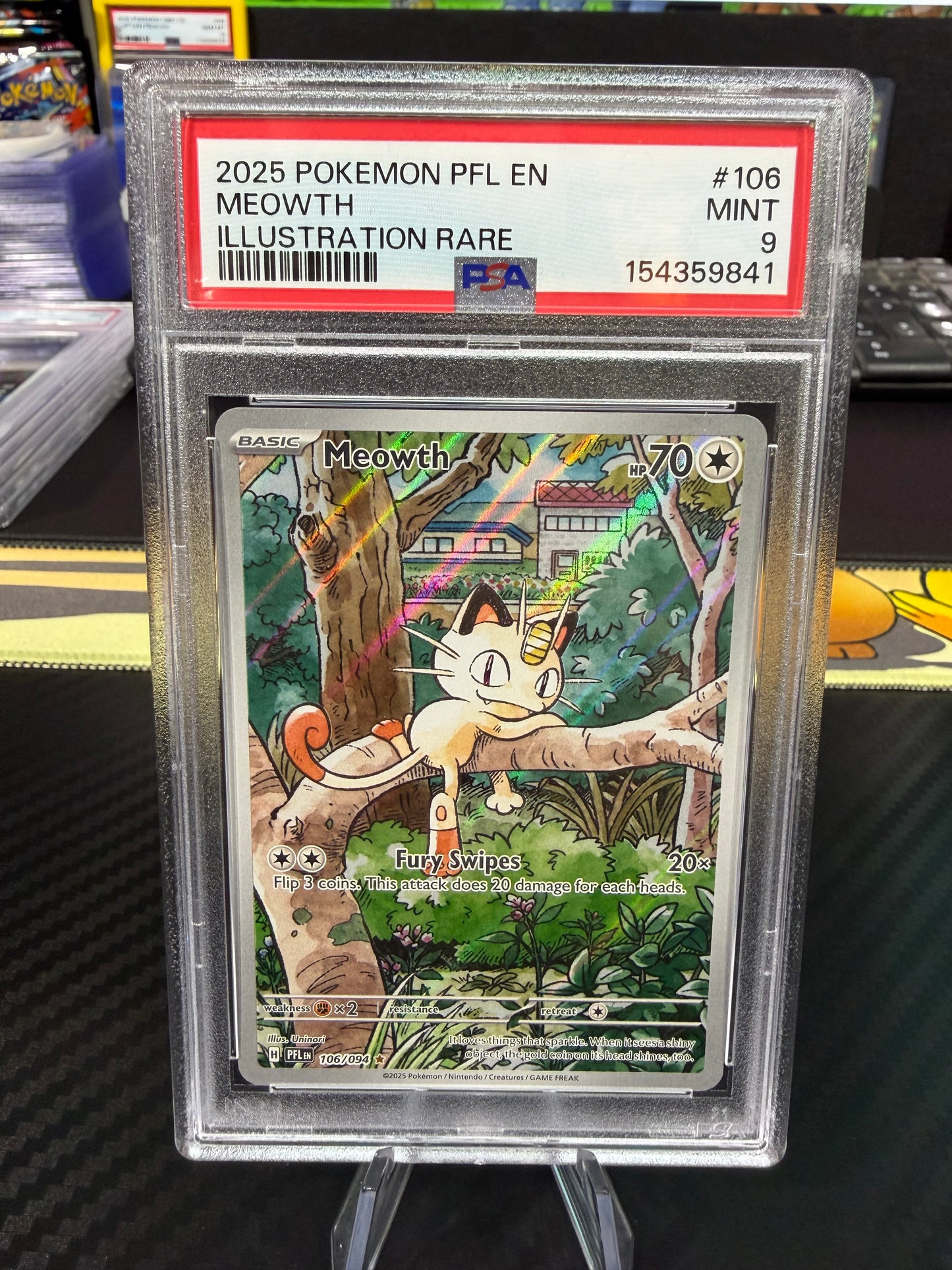 PSA 9 - Meowth - Illustration Rare - 106/094 - Phantasmal Flames
