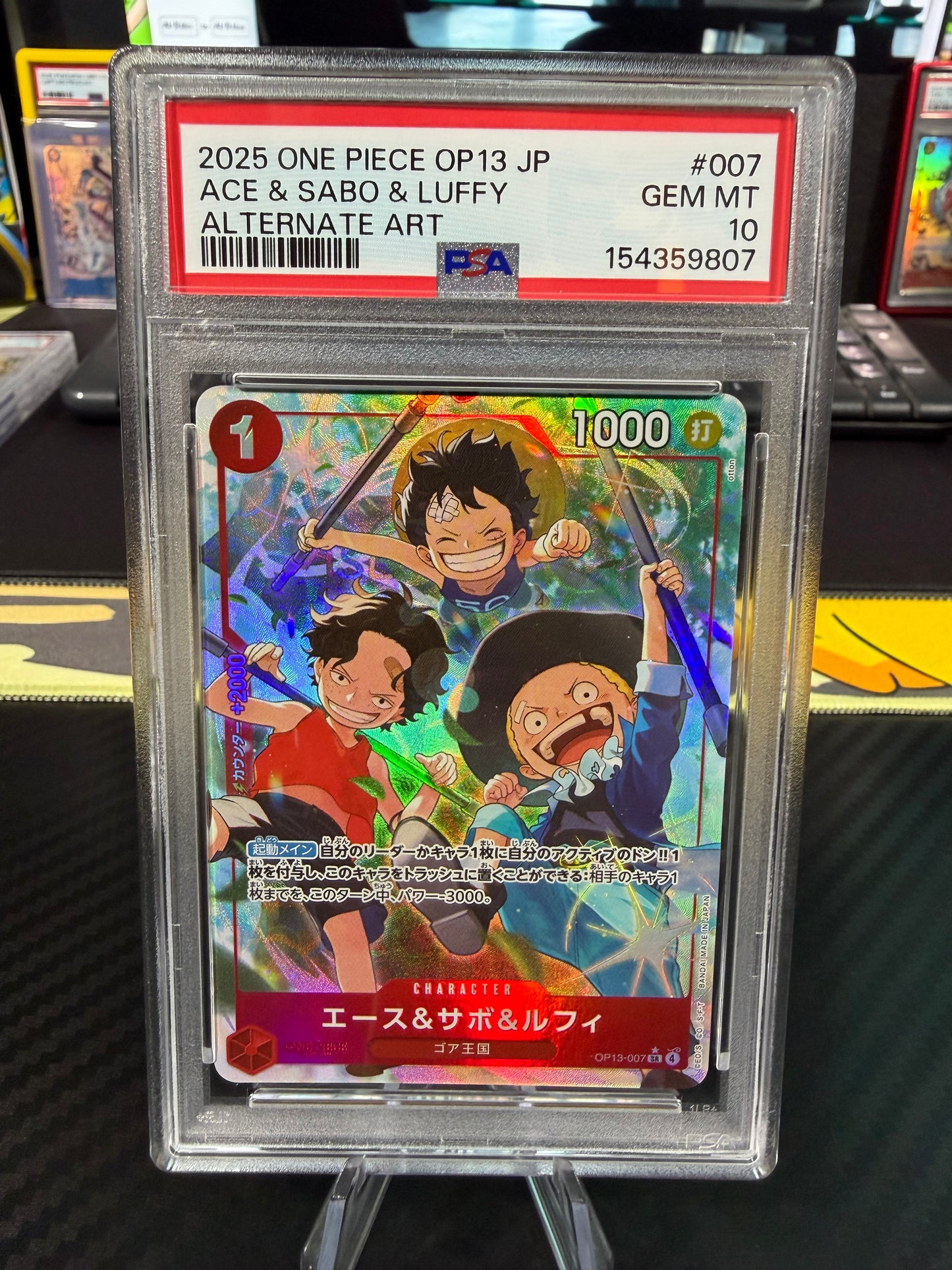 PSA 10 - Ace & Sabo & Luffy - Alternate Art - OP13-007 - One Piece OP13 Japanese