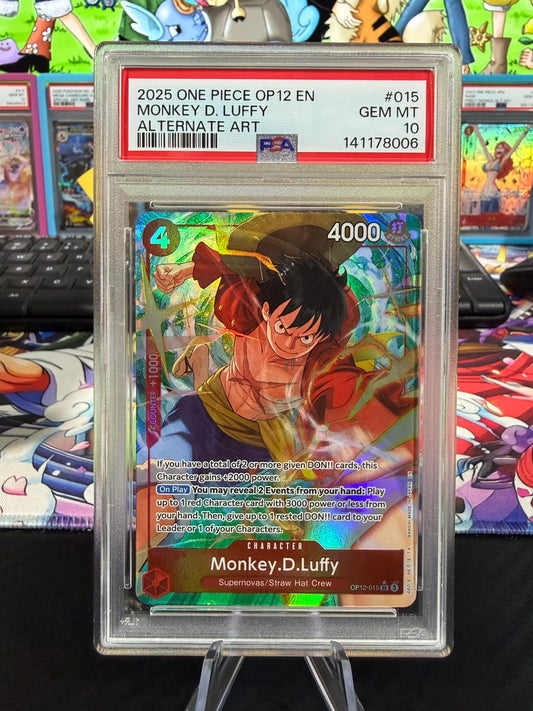 PSA 10 - Monkey D Luffy - OP12-015 - Alternate Art - Legacy of The Master