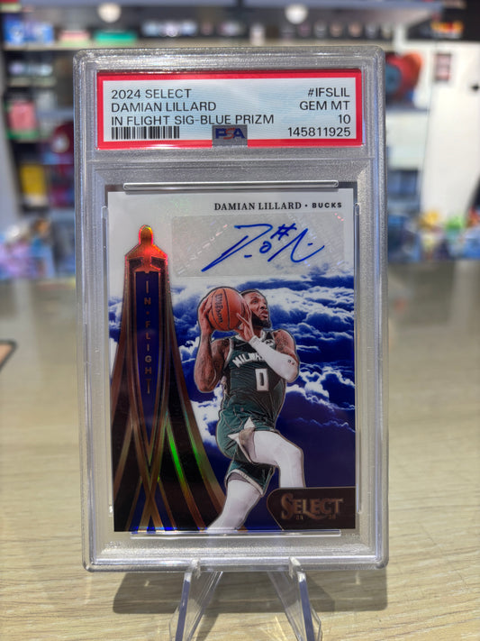 PSA 10 - Damian Lillard - 2024 Select - Autographed In Flight Prizm