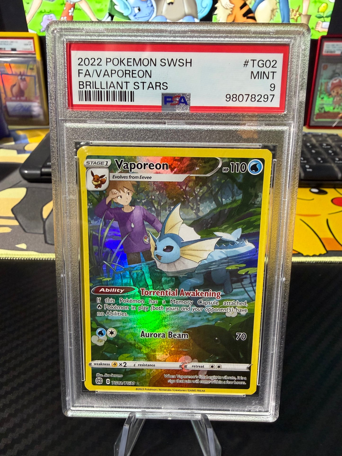 PSA 9 - Vaporeon - TG02/TG30 - Brilliant Stars