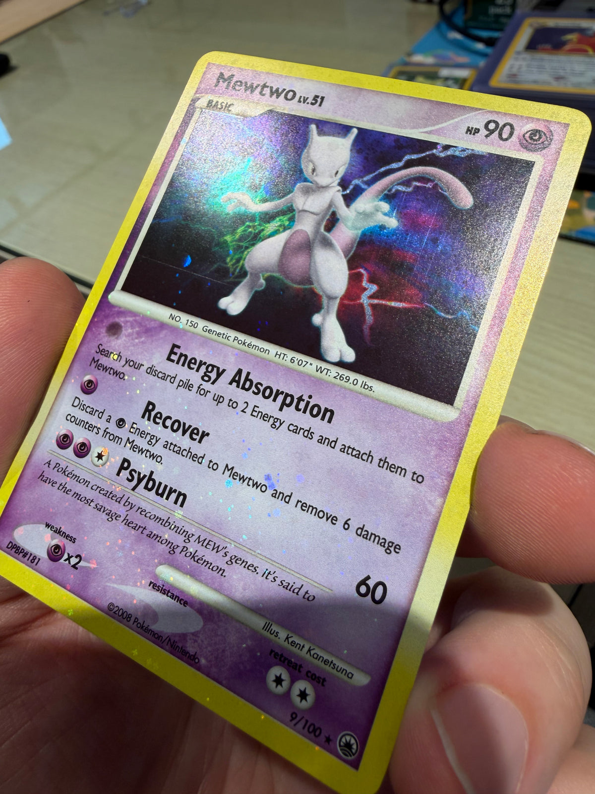 Mewtwo Holo (Swirl) 9/100 - (Holo Bleed)