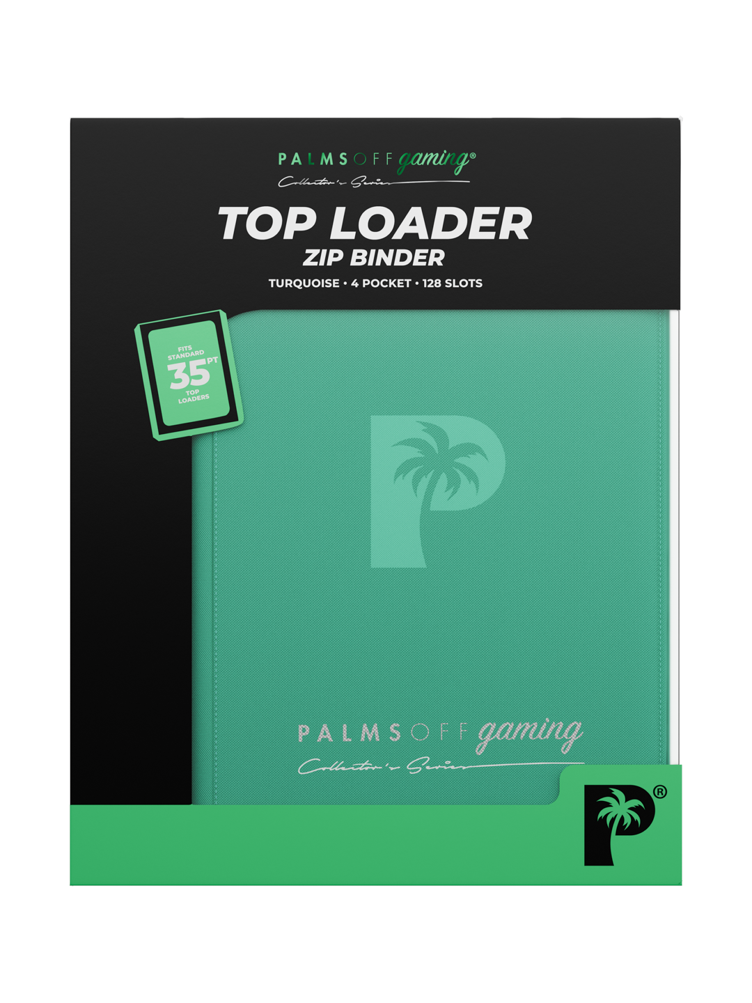 Palms Off Gaming Collectors Series Top Loader Zip Binder - 4 Pocket (128 Slots) - Turquoise
