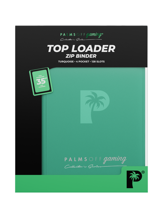Palms Off Gaming Collectors Series Top Loader Zip Binder - 4 Pocket (128 Slots) - Turquoise