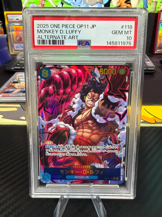 PSA 10 - Monkey D Luffy - SEC Alternate Art - One Piece OP11 Japanese