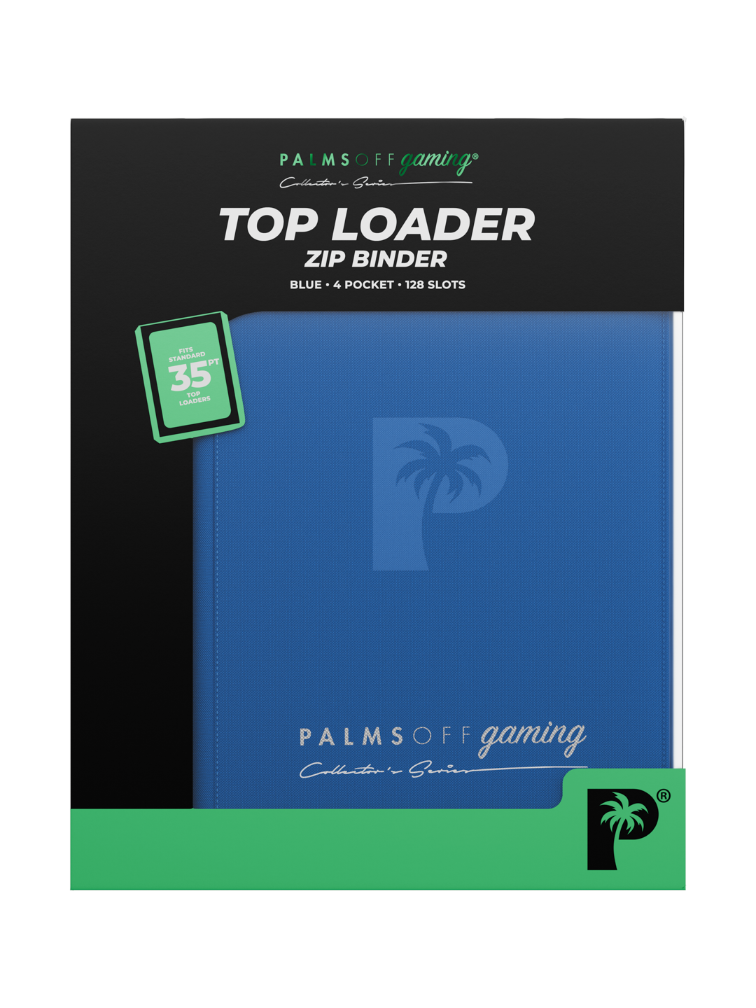 Palms Off Gaming Collectors Series Top Loader Zip Binder - 4 Pocket (128 Slots) - BLUE