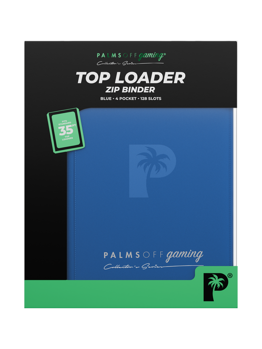 Palms Off Gaming Collectors Series Top Loader Zip Binder - 4 Pocket (128 Slots) - BLUE