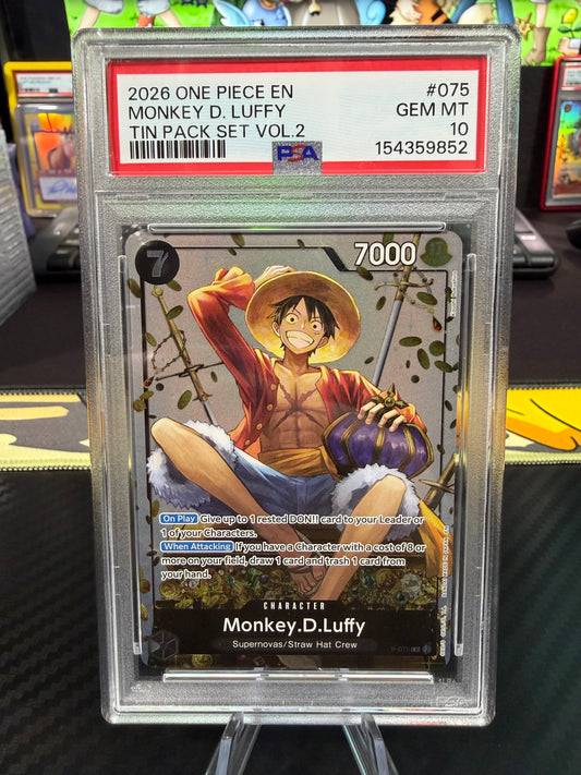 PSA 10 - Monkey D Luffy - P-075 - Tin Pack Set Vol. 2