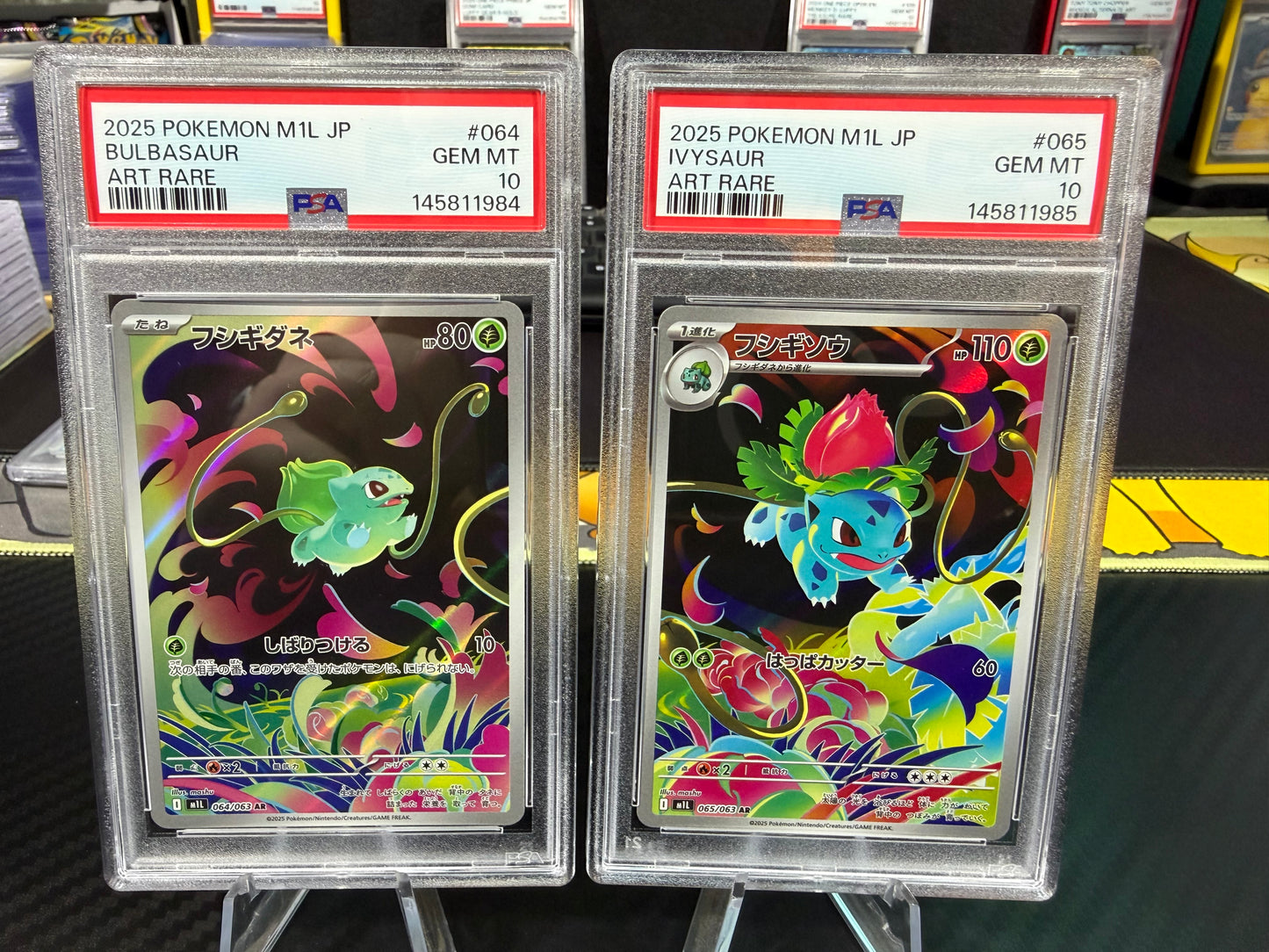 PSA 10 Sequential - Bulbasaur & Ivysaur - Art Rare - 064 & 065 - Japanese Mega Brave