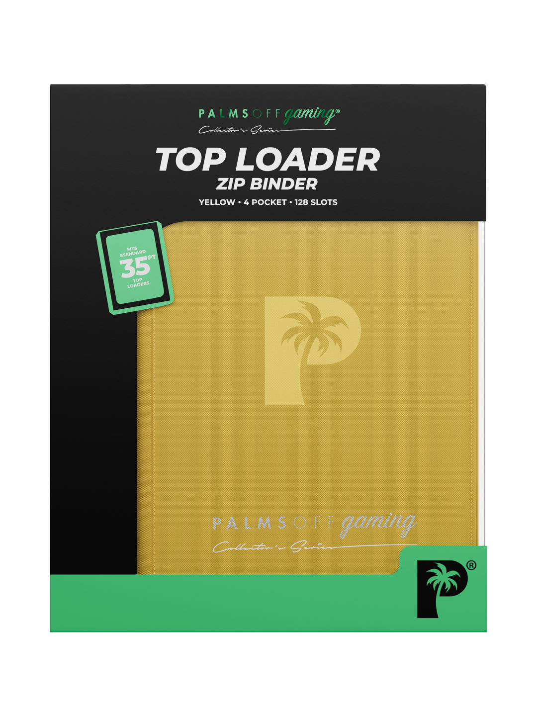 Palms Off Gaming Collectors Series Top Loader Zip Binder - 4 Pocket (128 Slots) - Yellow