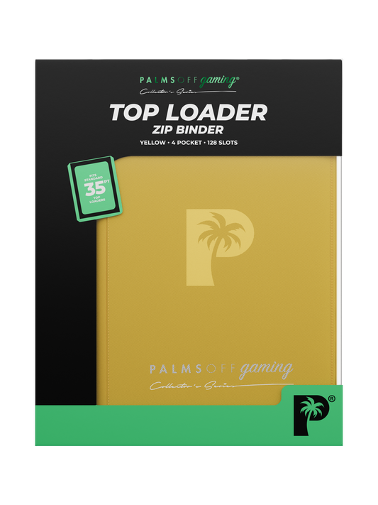 Palms Off Gaming Collectors Series Top Loader Zip Binder - 4 Pocket (128 Slots) - Yellow