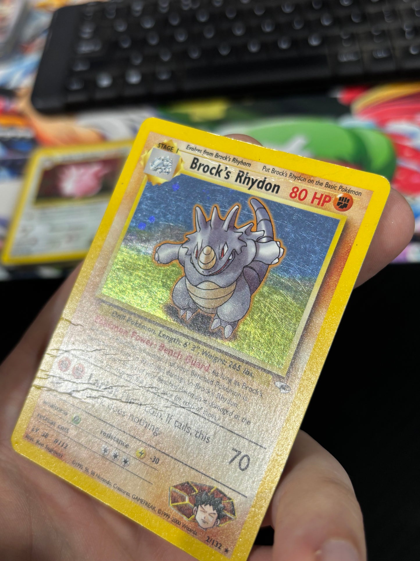 Brock’s Rhydon (Swirl) - 2/132 - WOTC Holo - Gym Heroes - HP