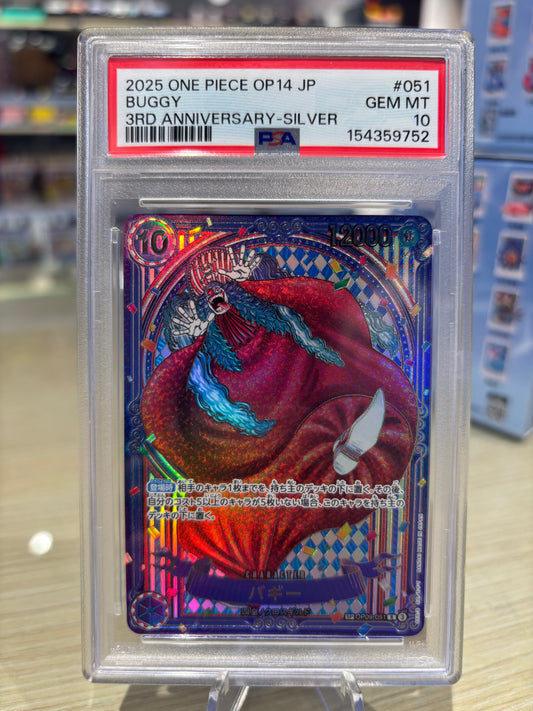 PSA 10 - Buggy - OP09-051 - The Azure Sea’s Seven Japanese