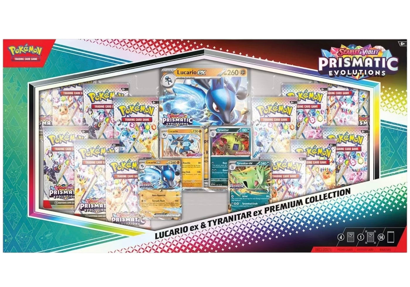 Prismatic Evolutions Lucario Ex & Tyranitar Ex Premium Collection Box
