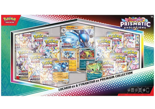 Prismatic Evolutions Lucario Ex & Tyranitar Ex Premium Collection Box