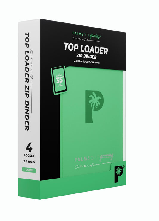 Palms Off Gaming Collectors Series Top Loader Zip Binder - 4 Pocket (128 Slots) - GREEN