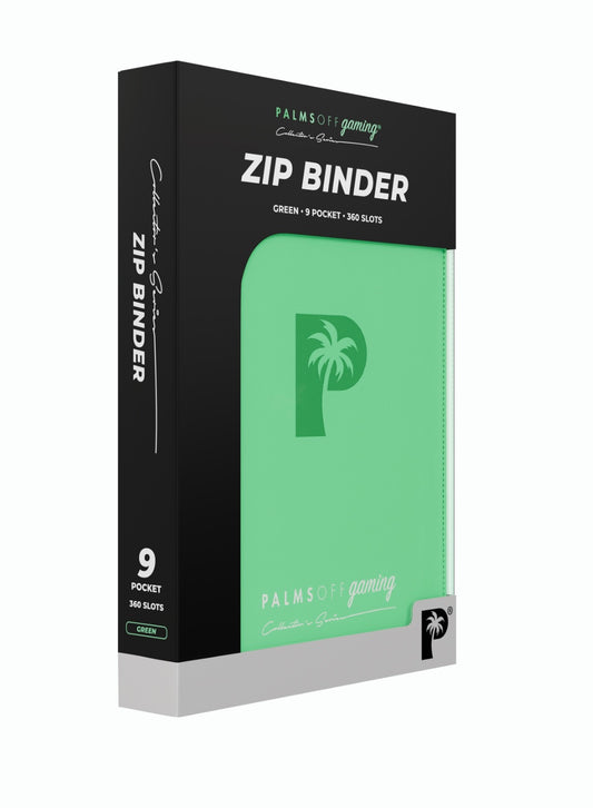 Palms Off Gaming Collectors Series 9 Pocket Zip Binder - 360 Slots - GREEN