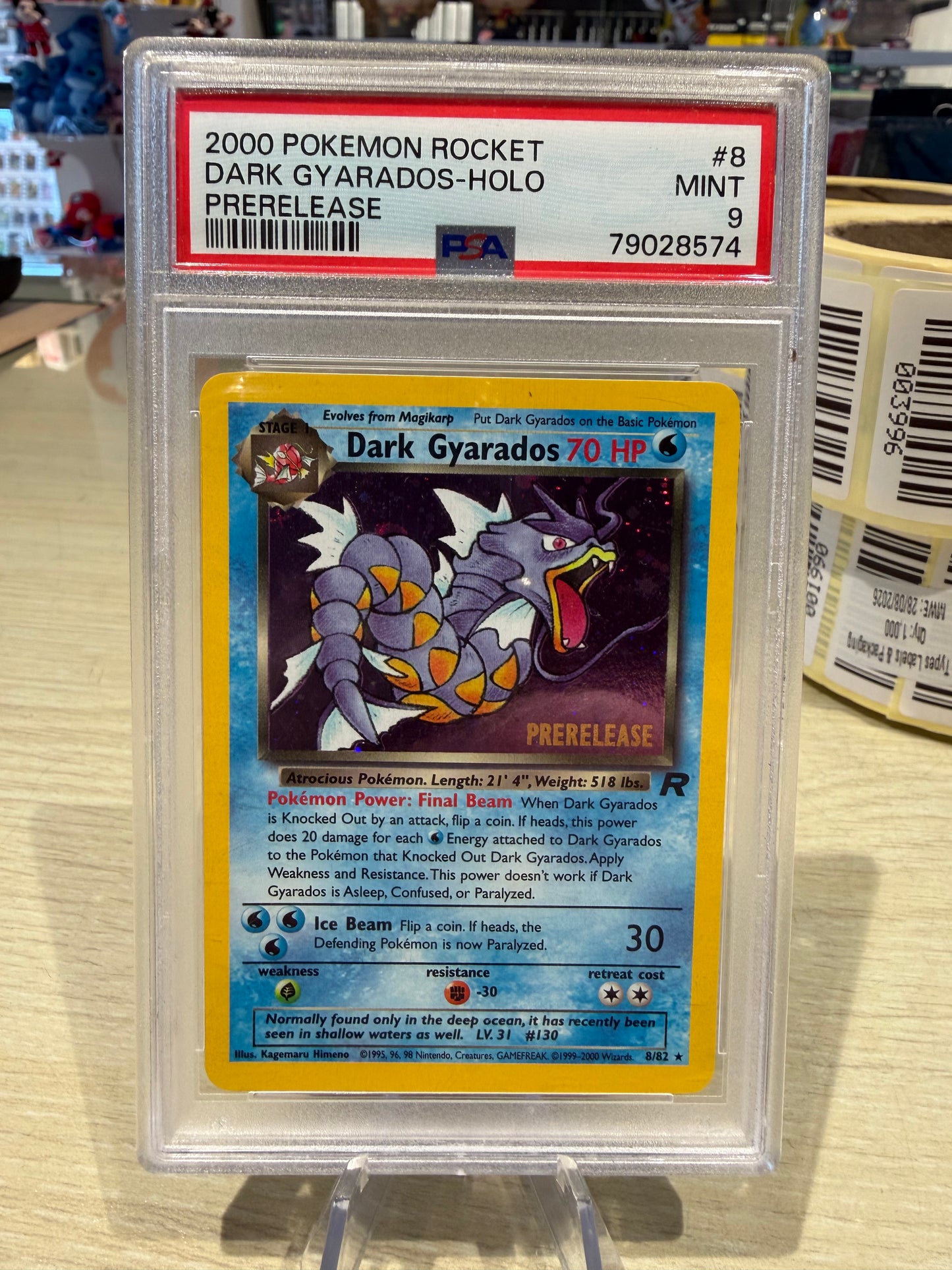 PSA 9 - Dark Gyarados  - 8/82 - Pre Release - Rocket