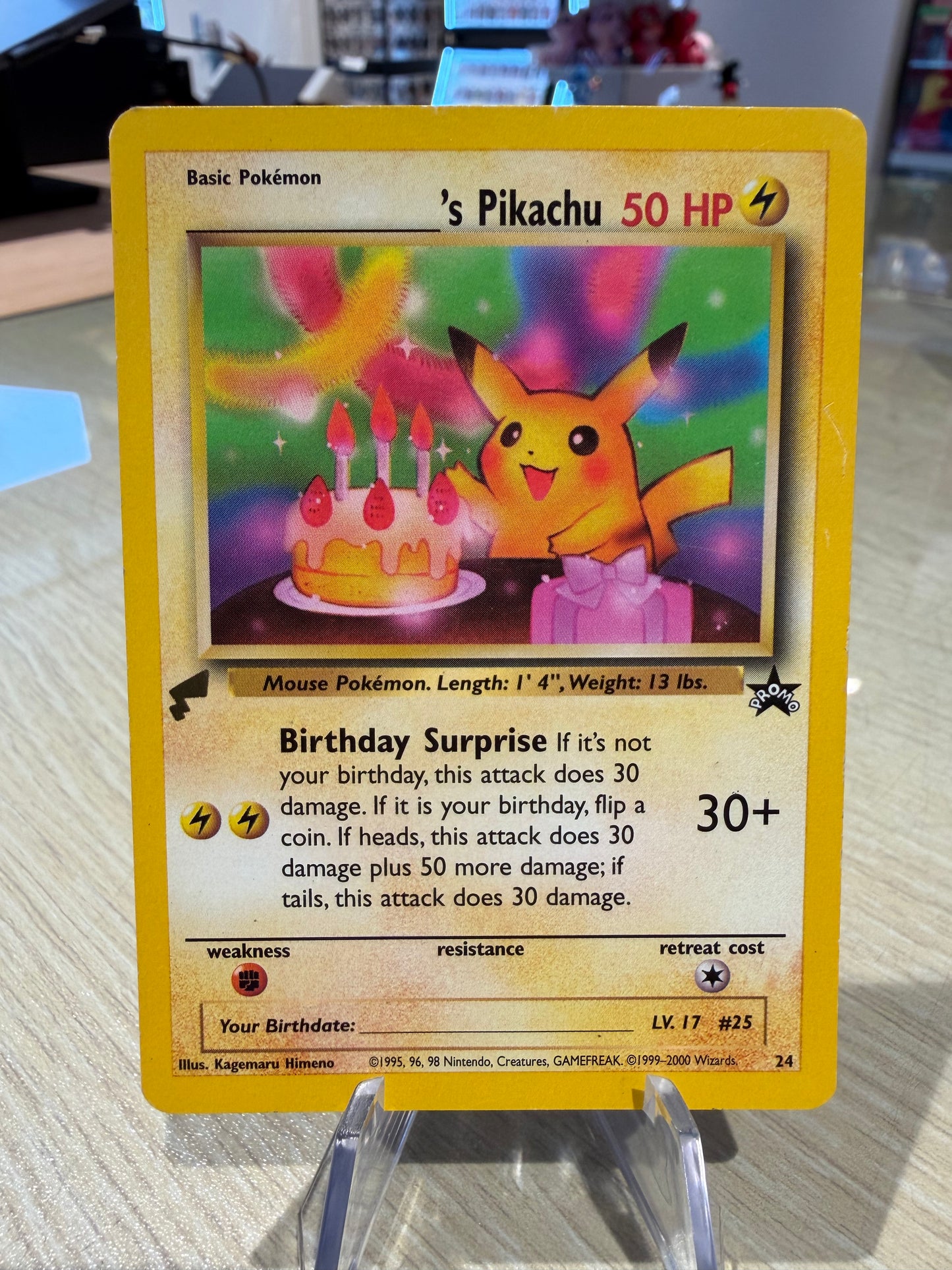 Birthday Pikachu 24 - World Collection Gold Tail Stamp Promo