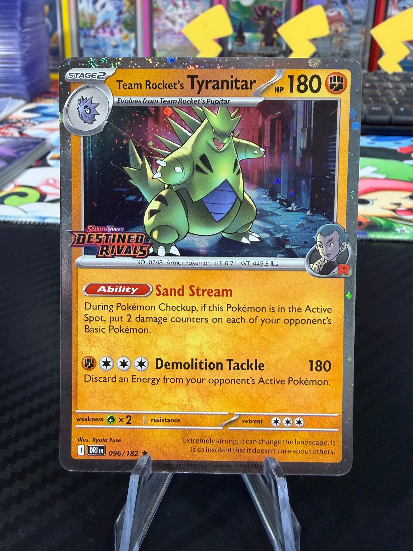 Team Rocket’s Tyranitar - 096/182 - Destined Rivals Stamped Promo - NM